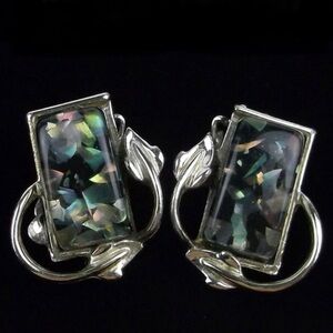 Vintage 1960s Coro Craft Lucite Abalone Earrings